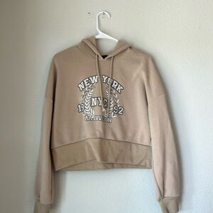 Justify Tan Graphic Cropped Hoodie Kids Small